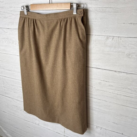 Vintage Pendleton Skirts Womens Size 10 Camel Brown 100% Virgin Wool Midi - Picture 4 of 14